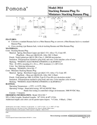 Thumbnail of document Data Sheet - 3014 Stacking Banana Plug to Mini Banana Plug Patch Cord